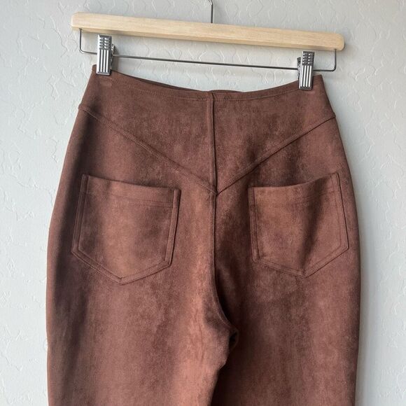 Leset Gaia High Waist Straight Chocolate Brown Faux Suede Pants Size XS - Picture 7 of 9